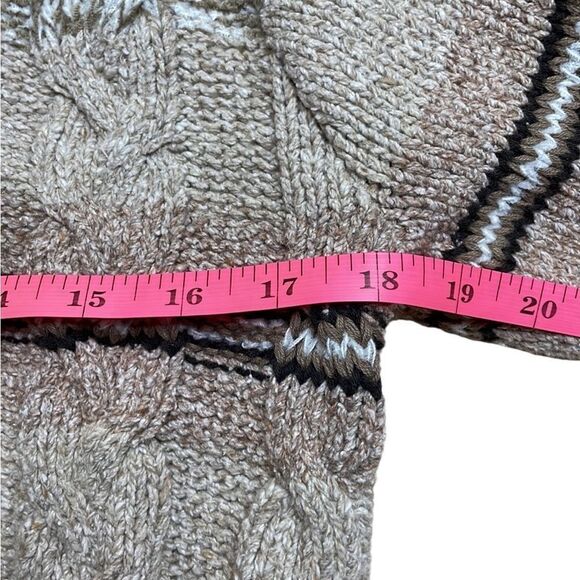 90s Vintage Liz Claiborne Cozy Beige Cable Knit Cardigan Shawl Collar Small - Picture 7 of 7